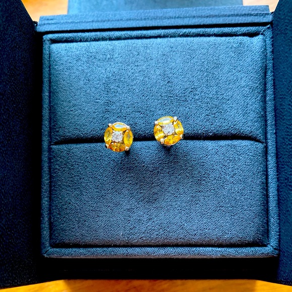 Jewelry - YELLOW SAPPHIRE & DIAMOND MARQUISE STUD EARRINGS